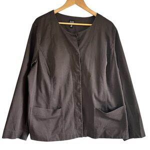 Eileen Fisher twill cotton round neck snap closure blazer 2X excellent condition
